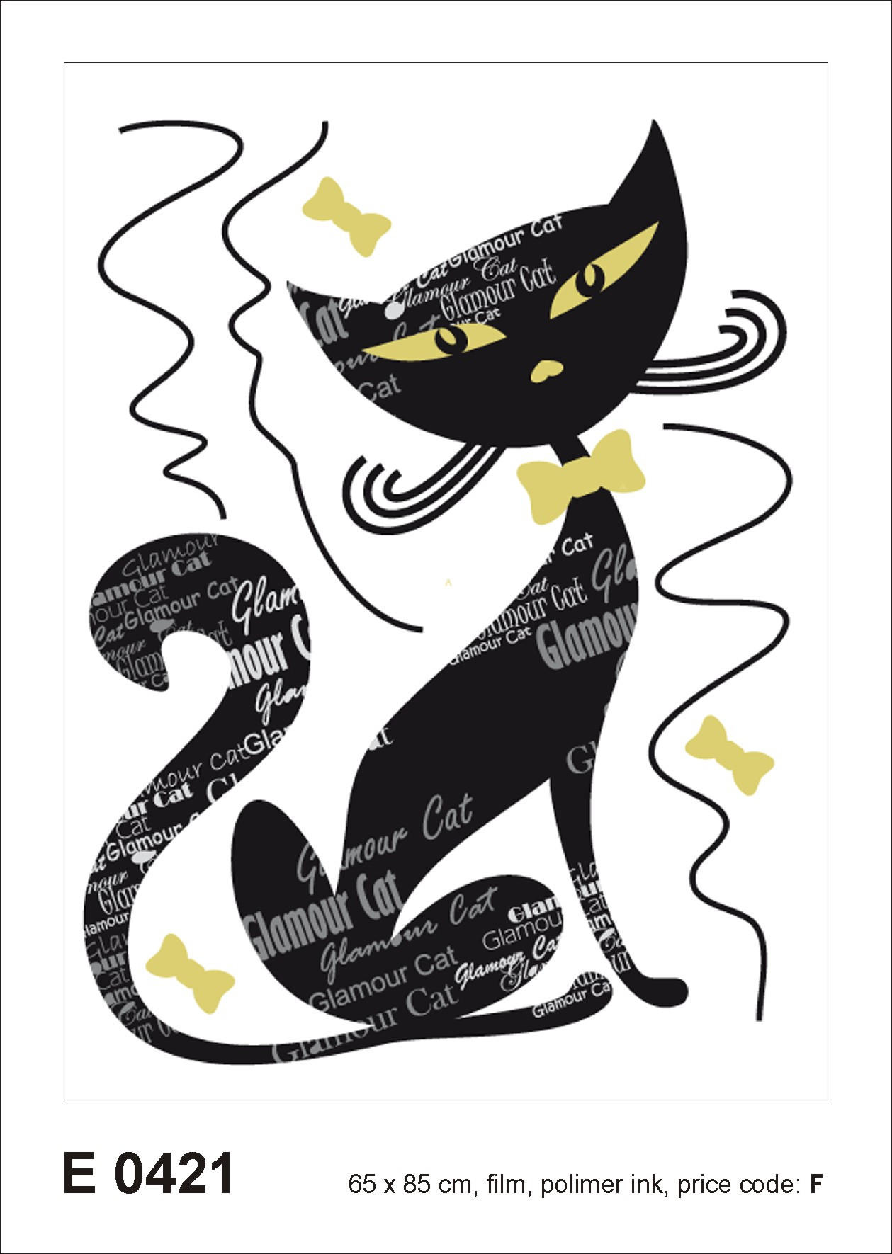 WANDTATTOO Katze 85 x 65 cm - Schwarz, Papier (85/65/65cm) - Sanders & Sanders