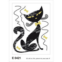 WANDTATTOO Katze 85 x 65 cm - Schwarz, Papier (85/65/65cm) - Sanders & Sanders