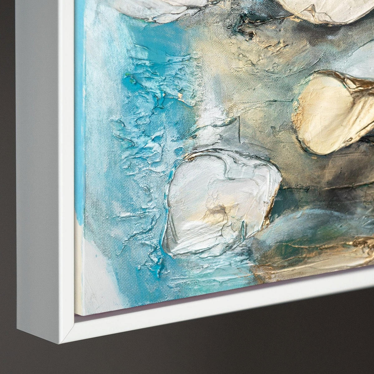 GEMÄLDE Rhythmus der Unendlichkeit II Schattenfugenrahmen Weiß 140x100 cm - Weiß, Holz (140/100cm) - YS-art gallery