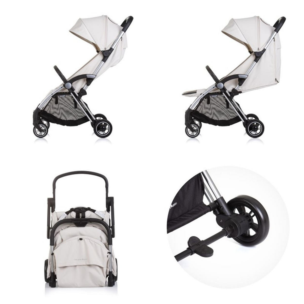 BUGGY Illusion beige klappbar, verstellbare Fußstütze, Federung, Korb - Beige, Metall (67/40/102cm) - Chipolino