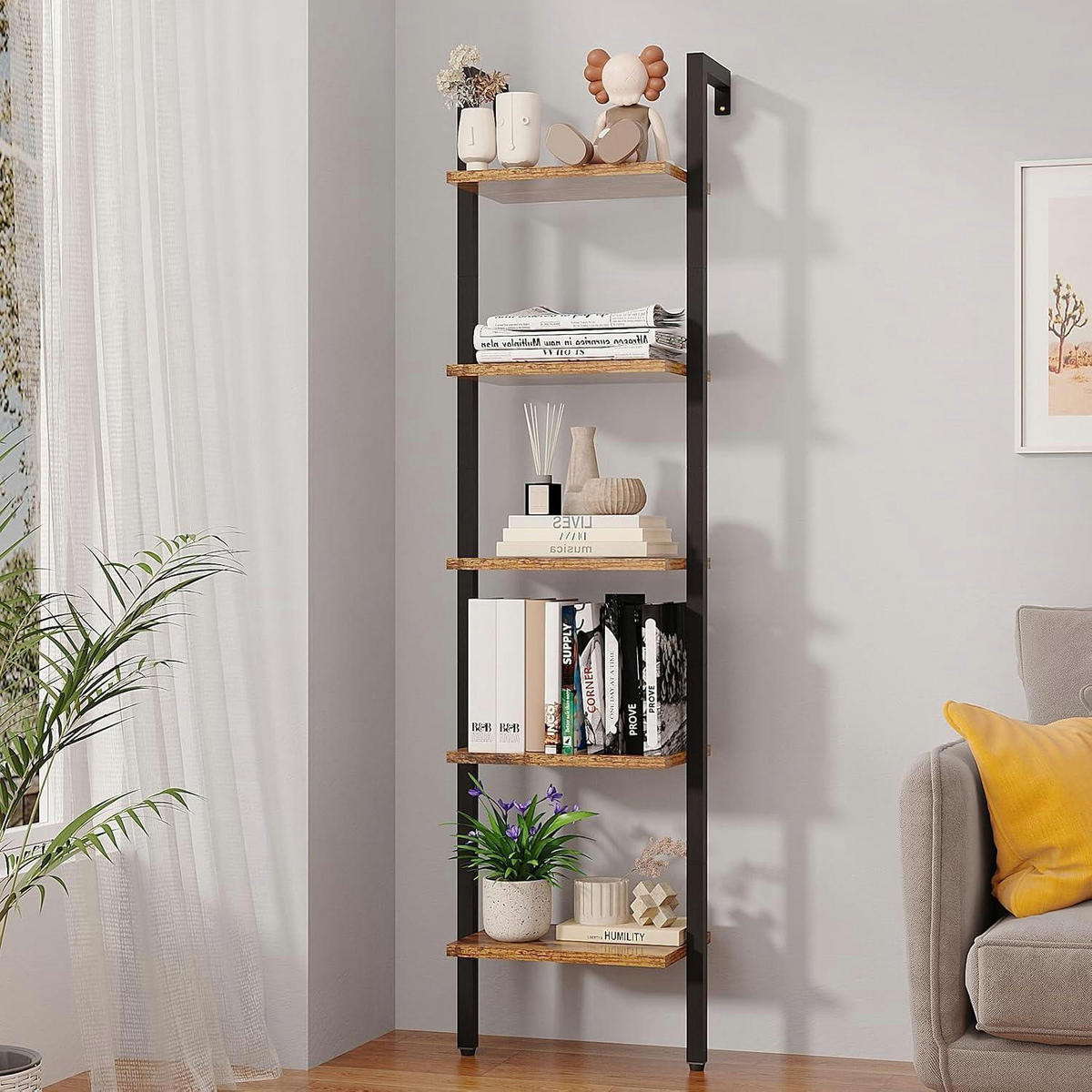 LEITERREGAL mit 5 Ebenen Rustic Brown - Braun, Holzwerkstoff (30/178/40cm)