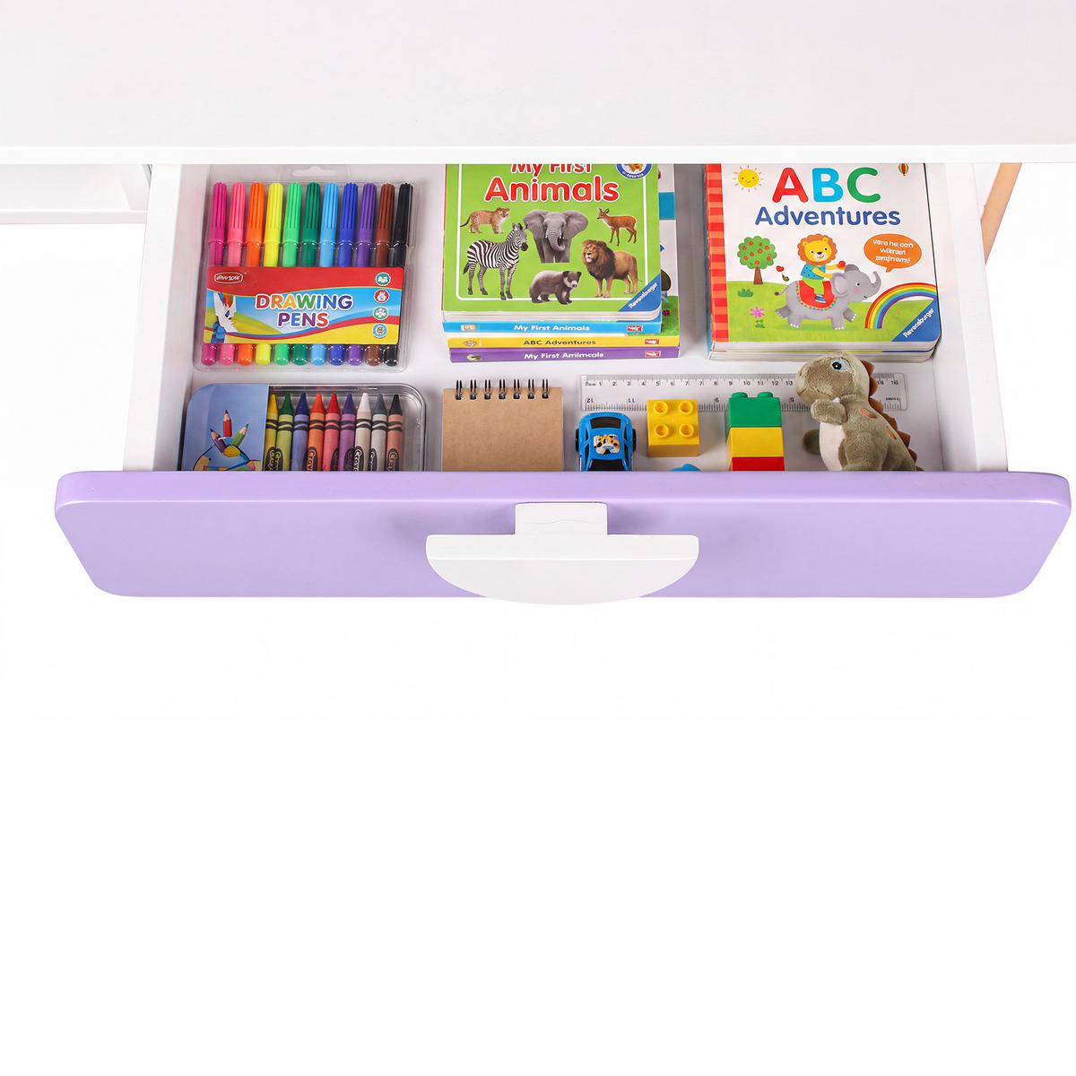 KINDERSCHREIBTISCH Weiß Lila 80/45/60 - Weiß, Holz (80/60/45cm) - Mobili Rebecca