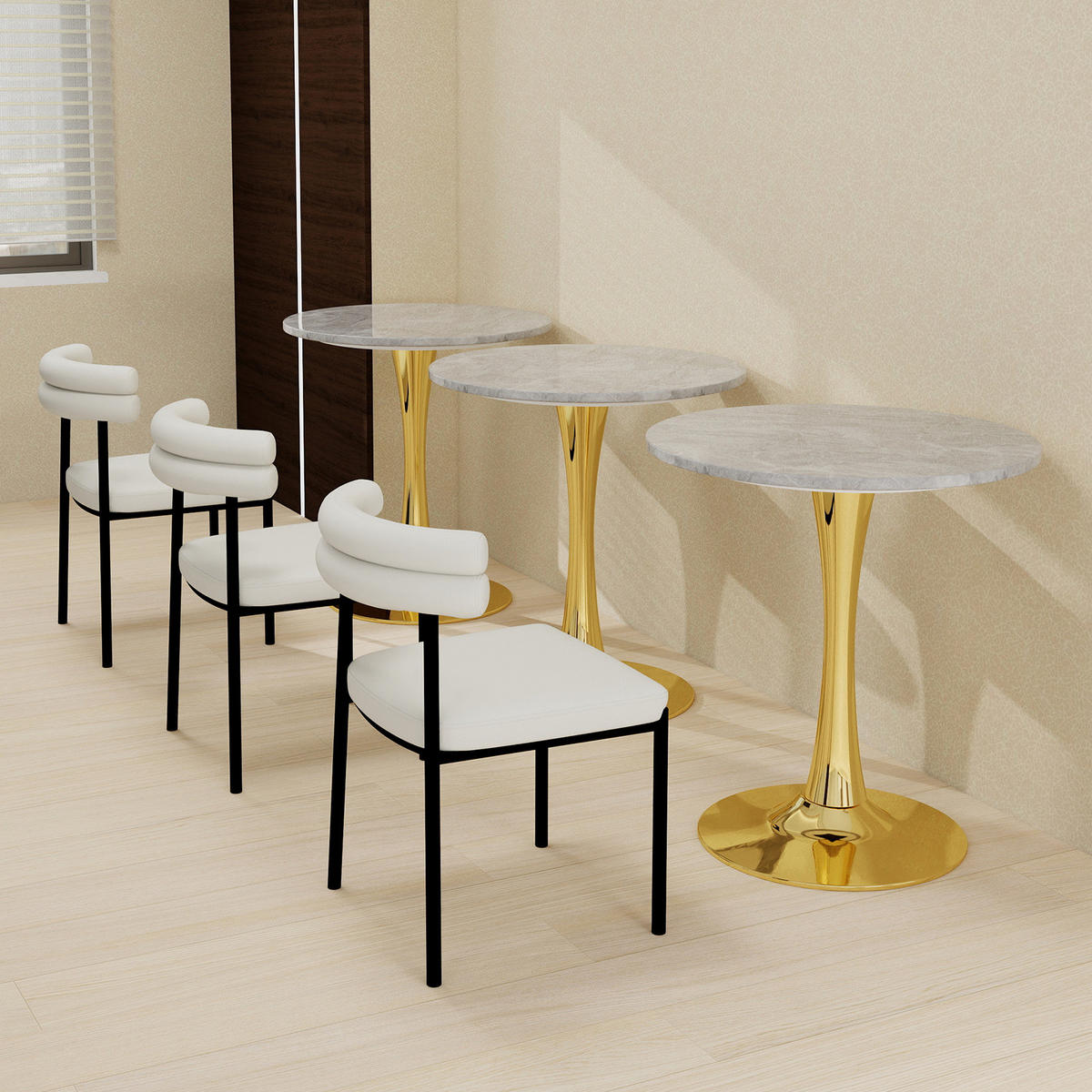 COUCHTISCH 70/70/72 cm in Gold aus Kunstmarmor mit modernem Design - Goldfarben, Stein (70/70/72cm) - OKMYHOME