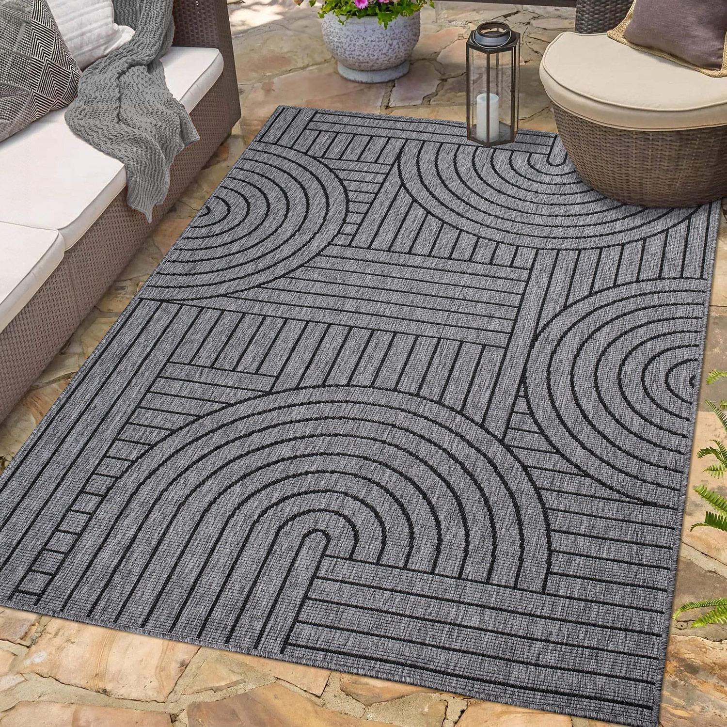 OUTDOOR-TEPPICH DuoRug 5842 Anthrazit 200x290 cm - Anthrazit, Textil (200/290cm) - carpet city