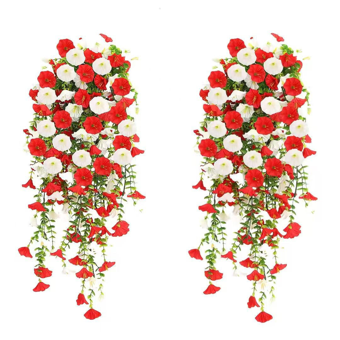 KUNSTBLUME 2 Stück Kunstblumen Veilchen Hängend - Dunkelrot, Kunststoff (75cm) - Kaket