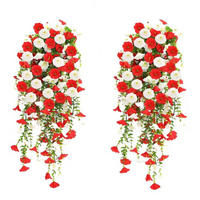 KUNSTBLUME 2 Stück Kunstblumen Veilchen Hängend - Dunkelrot, Kunststoff (75cm) - Kaket