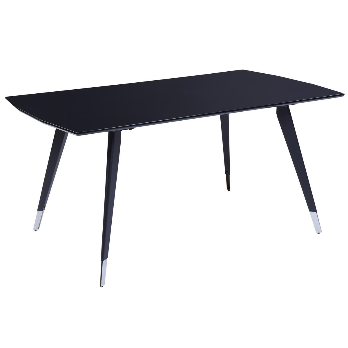 ESSTISCH schwarz glänzend 160/90 cm Mossle - Silberfarben/Schwarz, Holzwerkstoff (90/76/160cm) - Beliani