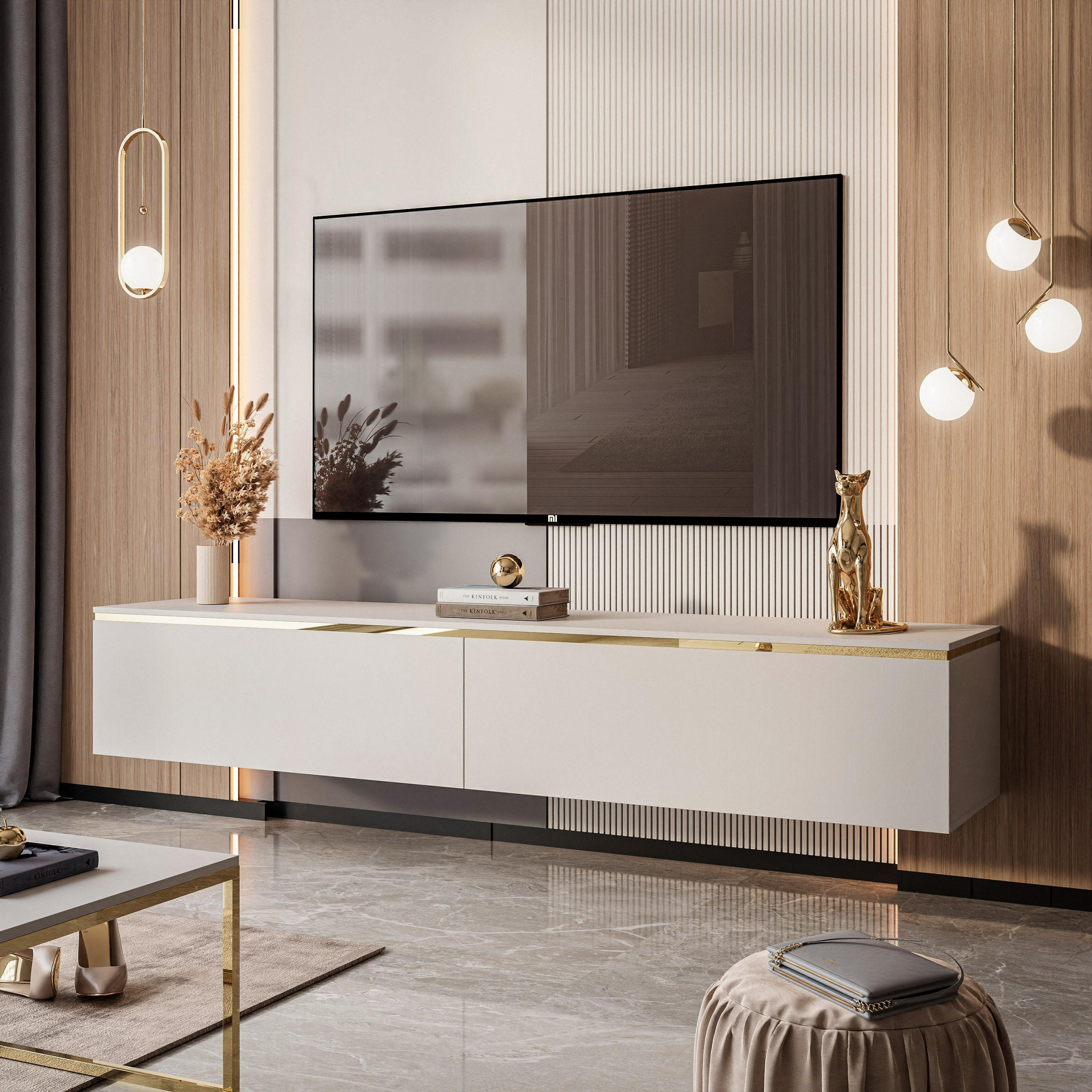 HÄNGESCHRANK TV-Möbel AURORA Kaschmir - Kaschmir, Holzwerkstoff (180/32/40cm) - Lookway