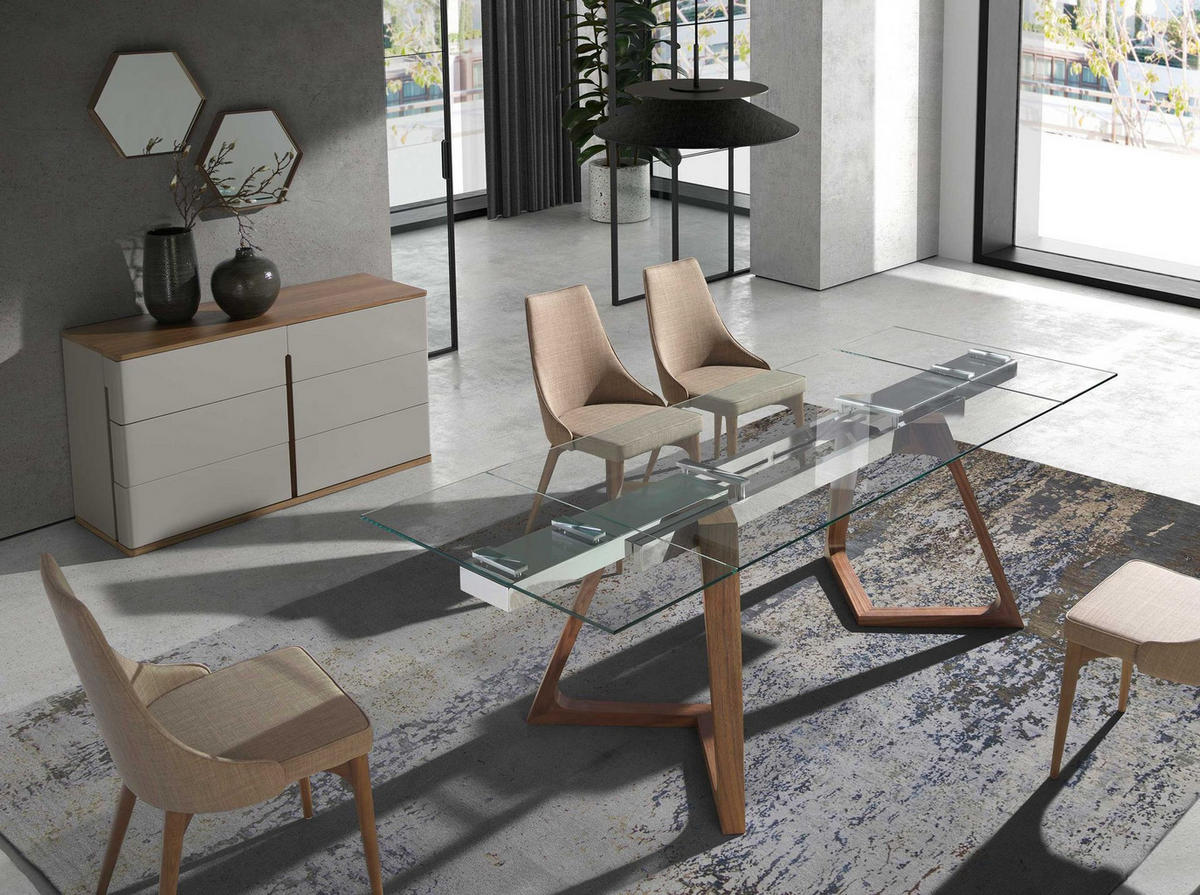 WANDSPIEGEL Wandspiegel sechseckig Walnuss 46/40/6 cm - Walnussfarben, Holz (46/6/40cm) - ANGEL CERDA