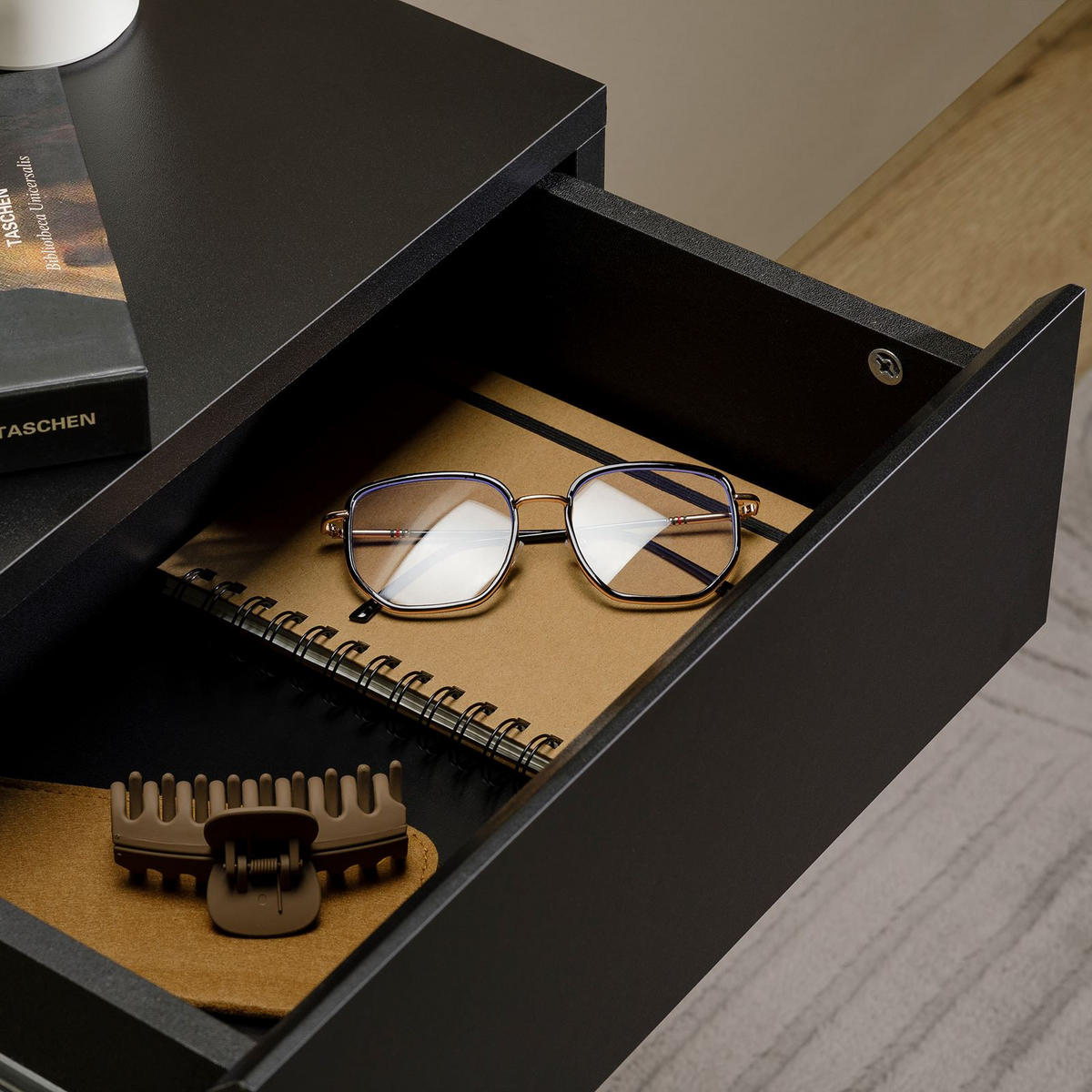 HÄNGENDER NACHTTISCH ANNI schwarz - Schwarz, Holzwerkstoff (42/29/30cm) - CARO-Möbel