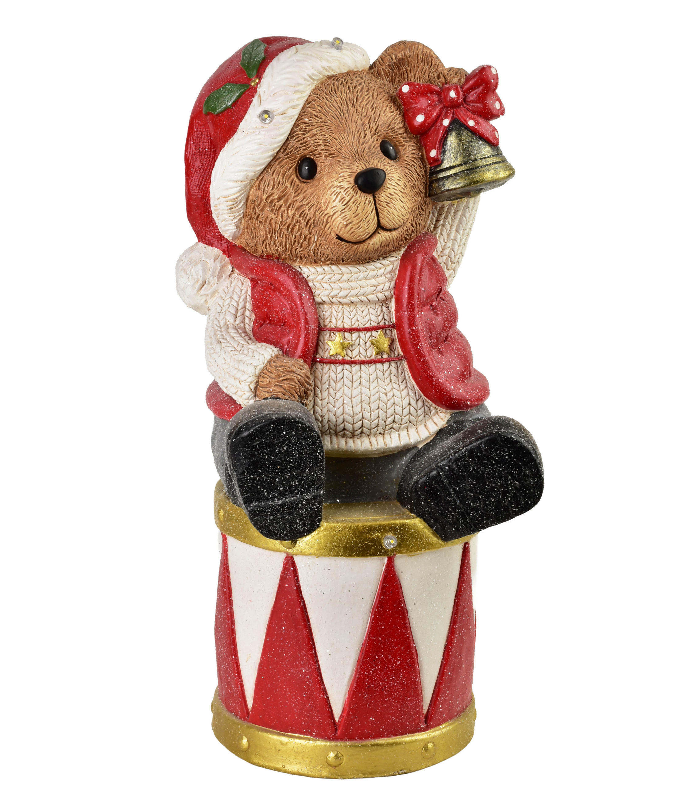 WEIHNACHTSFIGUR SANTA LILA Mehrfarbig LED - Rot, Keramik (24/53/27cm) - Mondex
