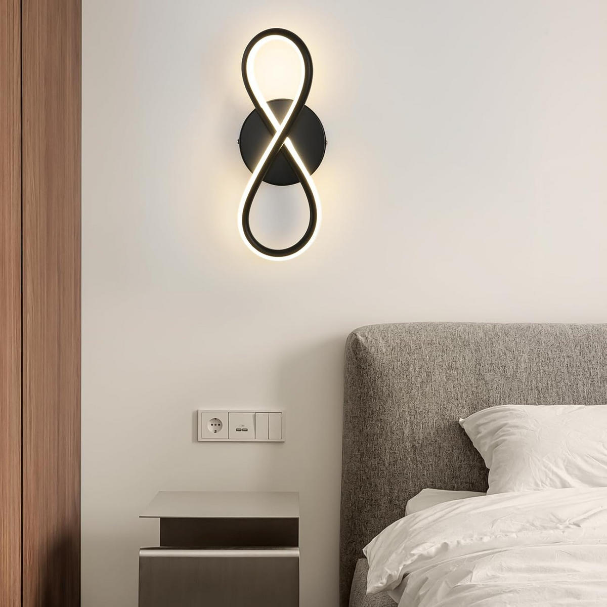 LED - WANDLEUCHTE Wellthar 12.0/9.0/31.0 cm - Schwarz, Kunststoff (12/9/31cm) - ZMH