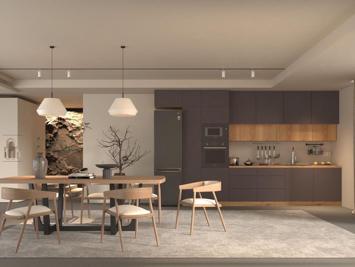 KÜCHENZEILE 400 - Langen KL4-M400 in Grau / Artisan Eiche - Eiche Artisan/Grau, Holz (400/248/58cm)