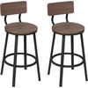 BARHOCKER 2er Set, Metallgestel, Dunkle Holzoptik - Nussbaumfarben/Schwarz, Holzwerkstoff/Metall (51.5/89/51.5cm) - Woltu