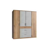 KLEIDERSCHRANK Click in Plankeneiche Beton Lichtgrau - Drehtürenschrank 179 cm Breite ohne Spiegel - Braun, Holzwerkstoff (179/199/58cm)