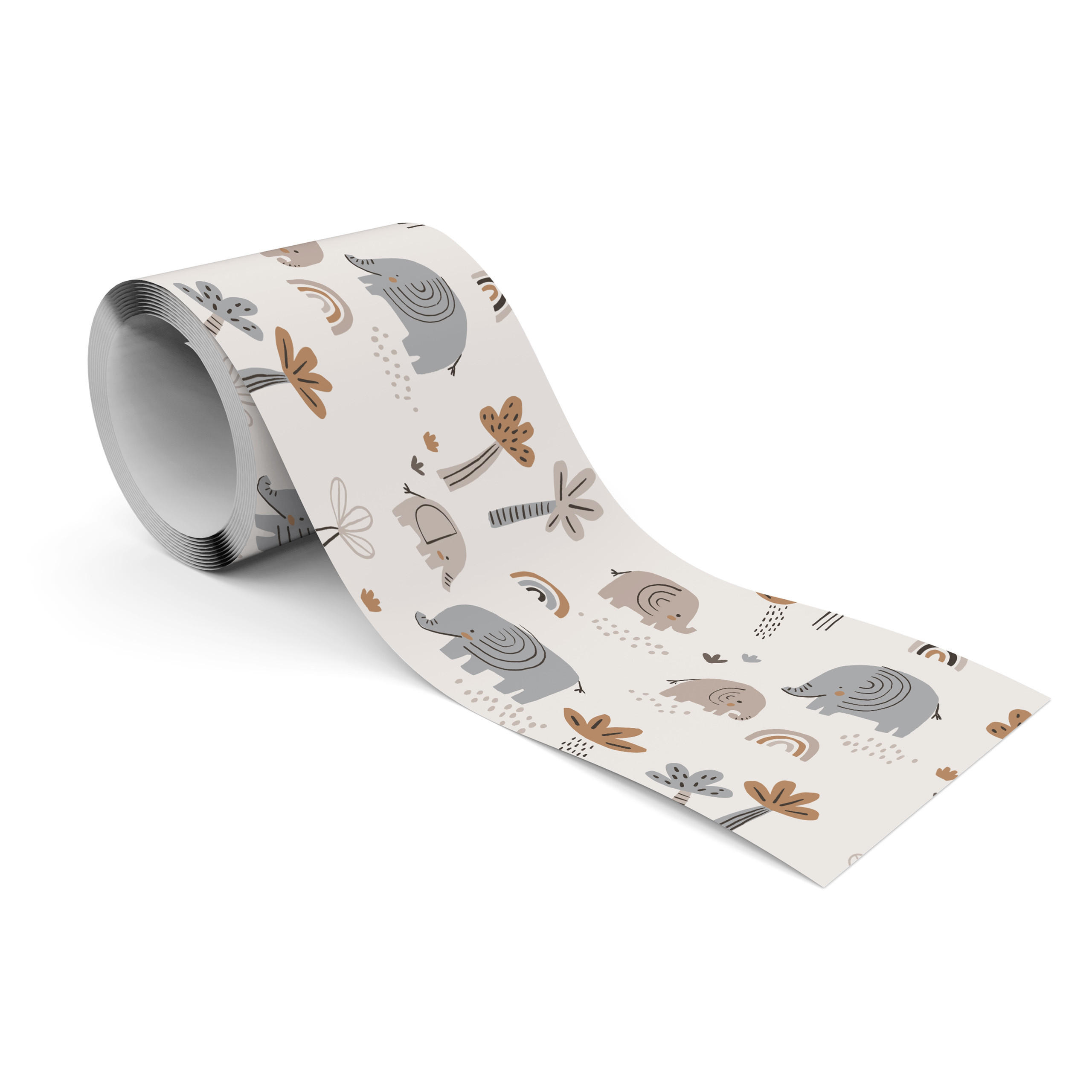 TAPETENBORDÜRE selbstklebend für Kinder BÄUME Palmen Regenbogen Boho - Beige/Braun, Papier (10/300/300cm) - Muralo