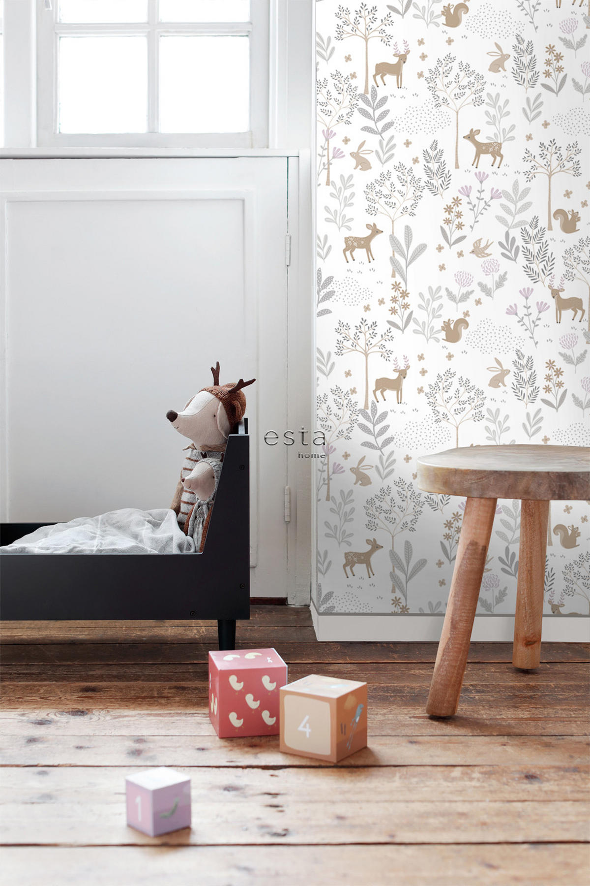 TAPETE Wald mit Waldtieren 53 cm x 10.05 m - Lila, Papier (53/0.1cm) - ESTAhome