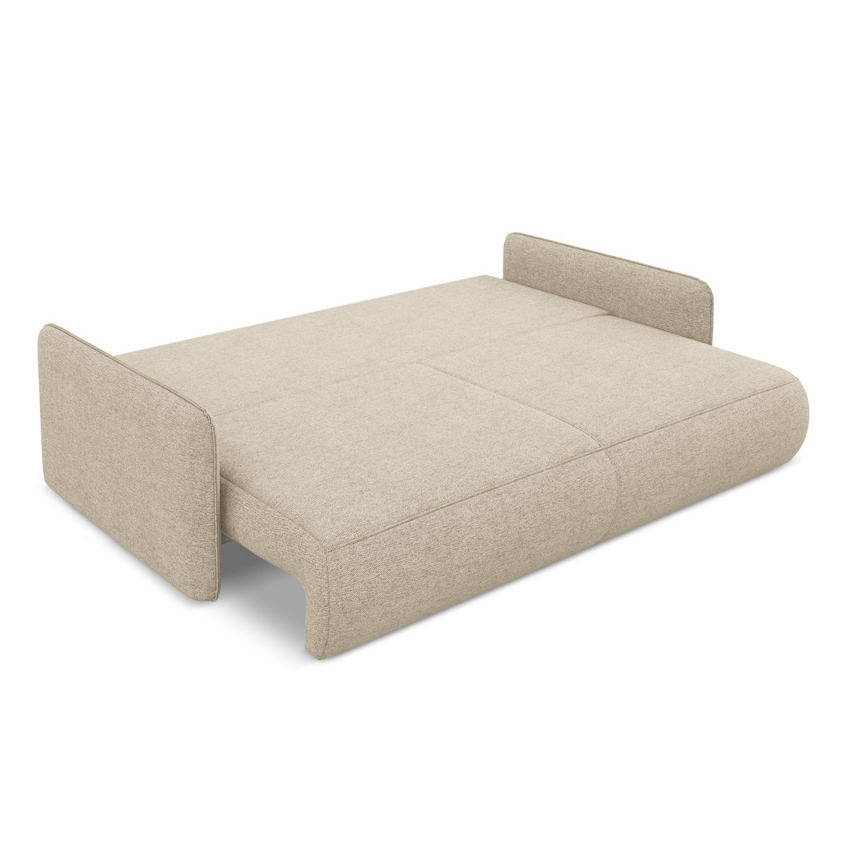 3-SITZER SOFA mit Schlaffunktion Chenille Stoff Beige - Beige/Schwarz, Kunststoff/Textil (216/86/105cm) - LaMiaSofa