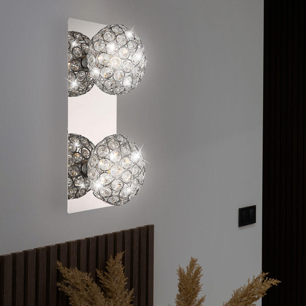 LED WANDLEUCHTE Kristalloptik Silber Chrom - Silberfarben, Metall (11/12/29cm) - Globo Lighting