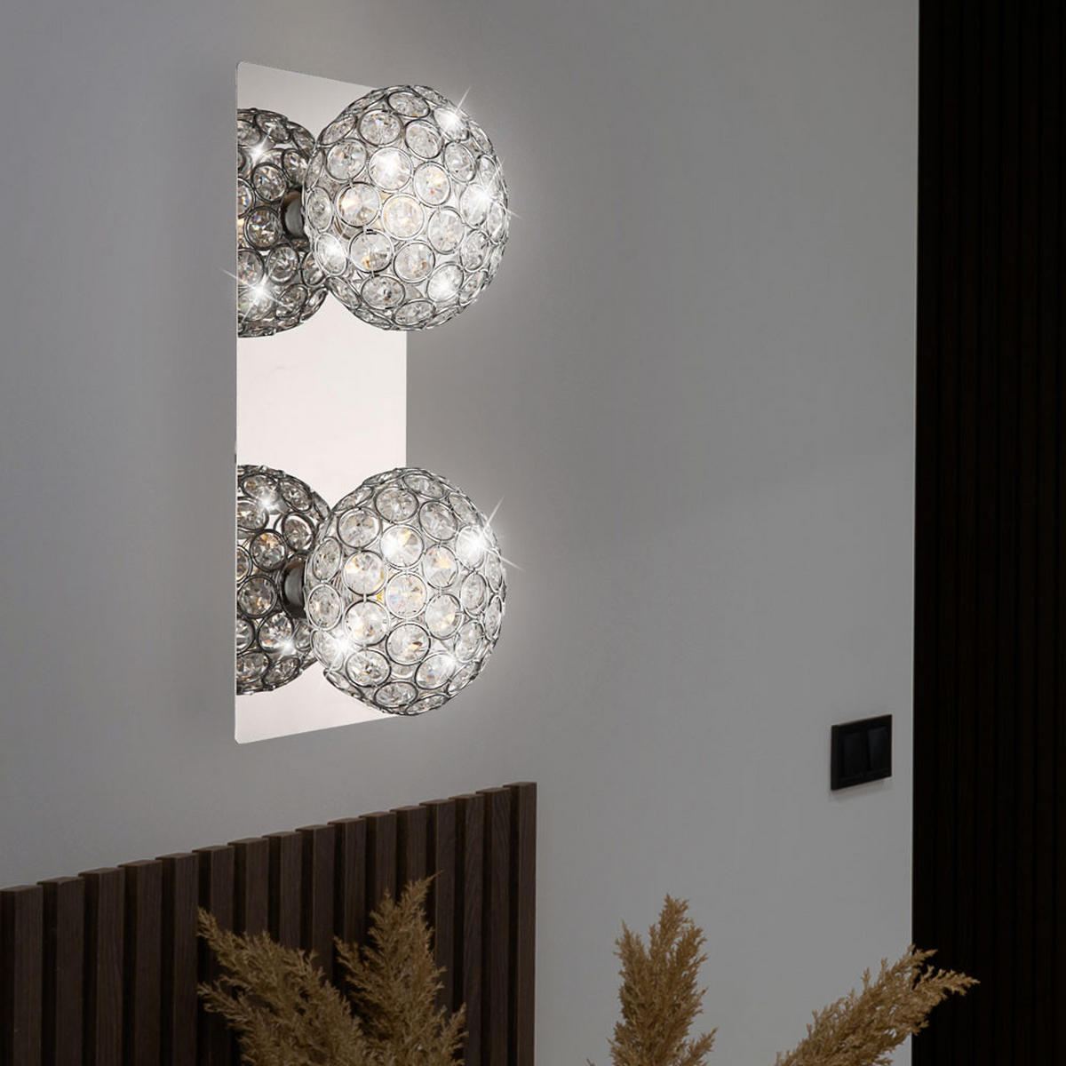 LED WANDLEUCHTE Kristalloptik Silber Chrom - Silberfarben, Metall (11/12/29cm) - Globo Lighting