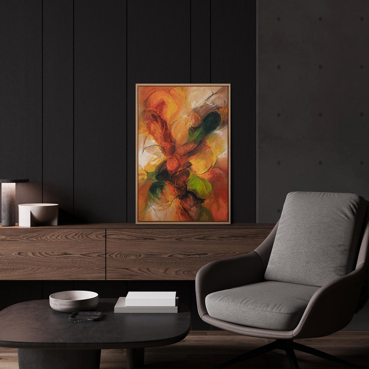 GEMÄLDE Herbsttanz Schattenfugenrahmen Eichefarben 60x40 cm - Eichefarben, Holz (60/40cm) - YS-art gallery