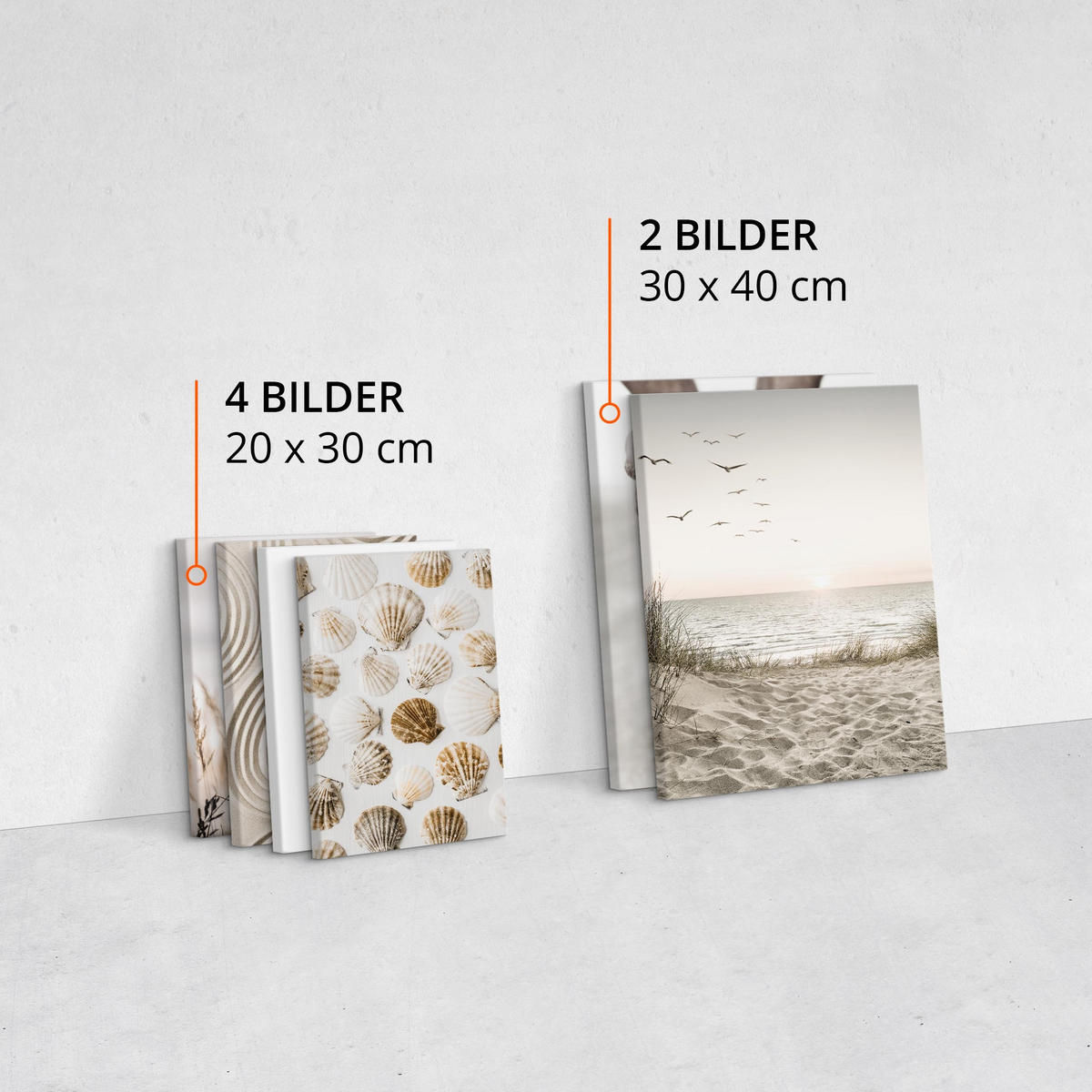 LEINWANDBILDER 6-er Set Strand Meer 3D - Blau/Beige, Textil (90/80cm) - Muralo