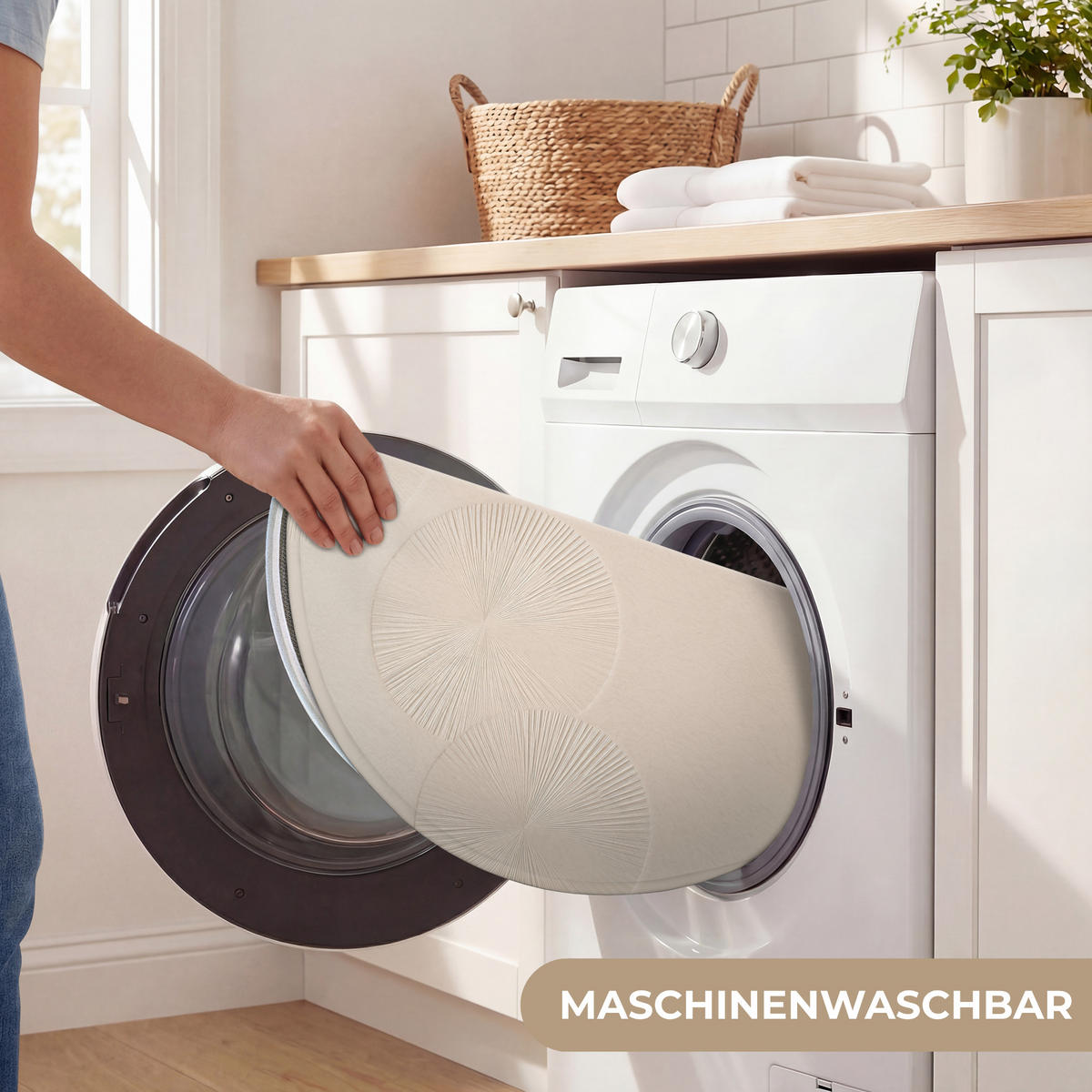 WC-VORLEGER Japandi - Beige - Modern Toilettenteppich 70x70 cm - Beige, Kunststoff/Textil (70/70cm) - OnlyWow