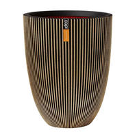 BLUMENTOPF elegant niedrig Groove schwarz gold 34x46 cm - Schwarz, Kunststoff (1/46/1cm) - aplanta