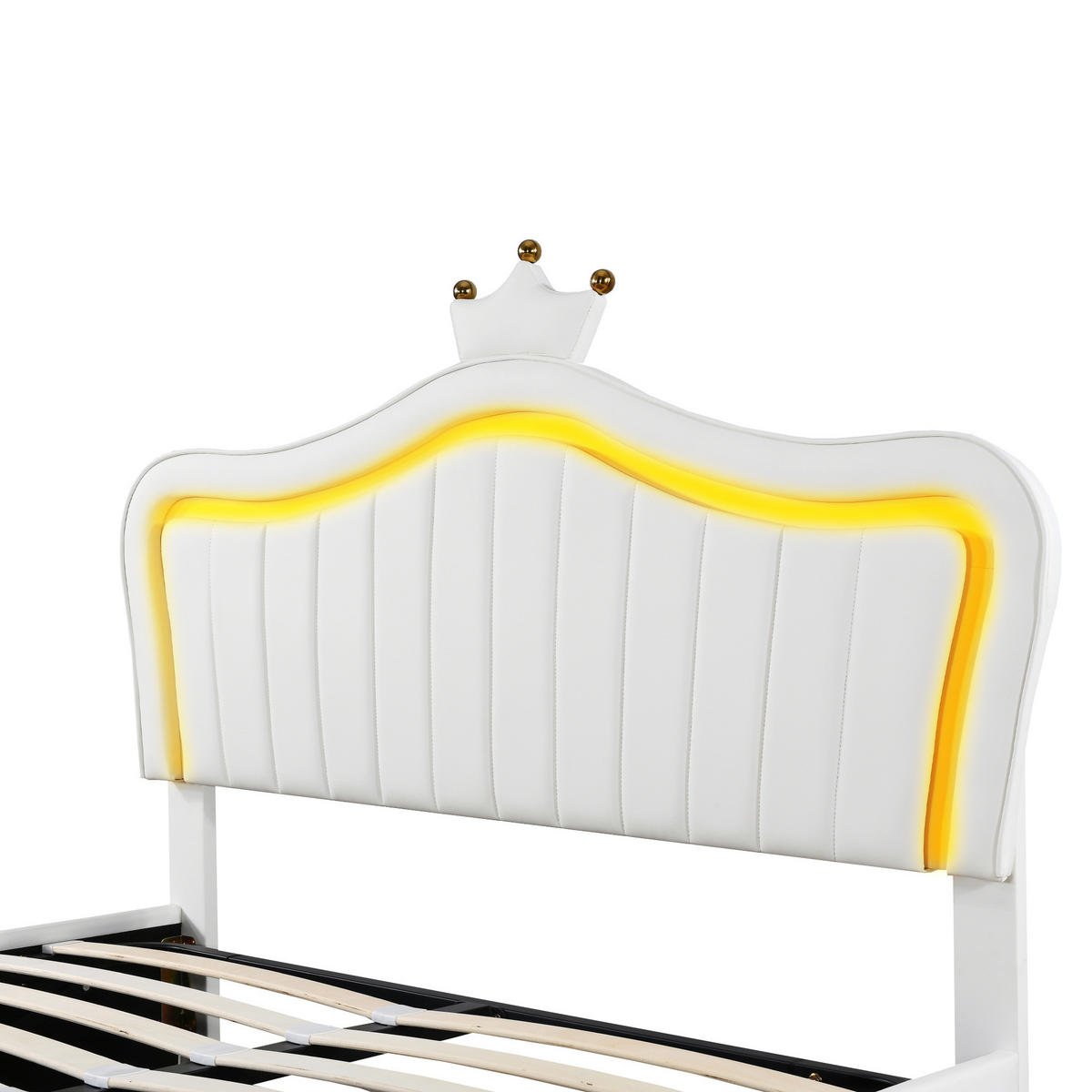 POLSTERBETT 140/200 cm Weiß aus PU-Leder mit Stauraumschubladen und LED - Weiß, Textil (140/200cm) - OKMYHOME