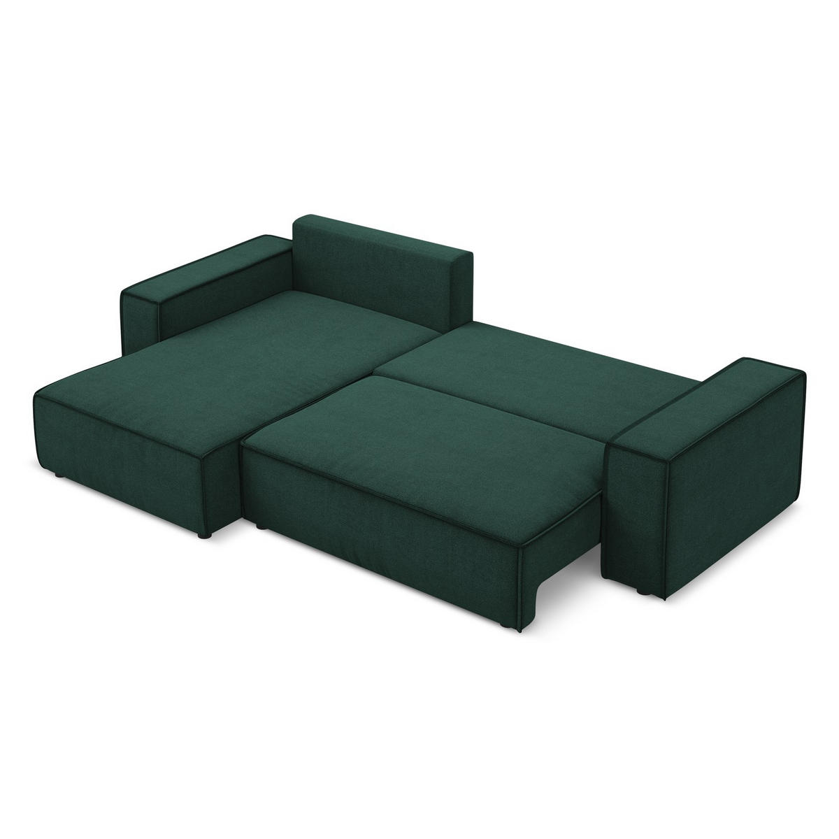 ECKSOFA mit Schlaffunktion Strukturstoff Stoff Grün - Dunkelgrün/Schwarz, Kunststoff/Textil (185/290cm) - LaMiaSofa