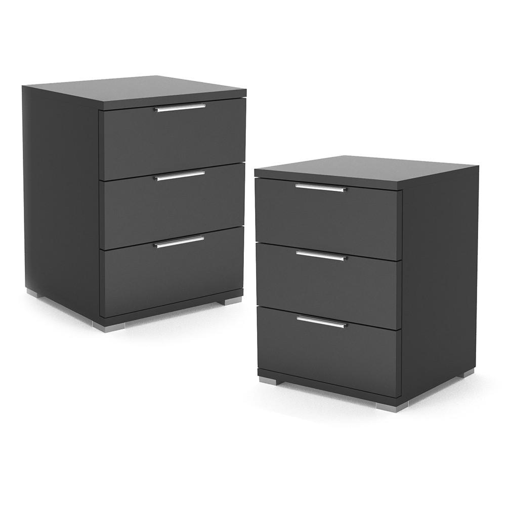 NACHTTISCH Florenz Schwarz 46.2 x 60.5 cm 2er Set - Schwarz, Holzwerkstoff (46.2/60.5/42cm) - Vicco