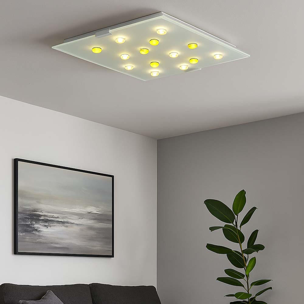 LED DECKENLEUCHTE SANTIAGO 1 Weiß satiniert - Weiß, Glas (29/29/7.5cm)