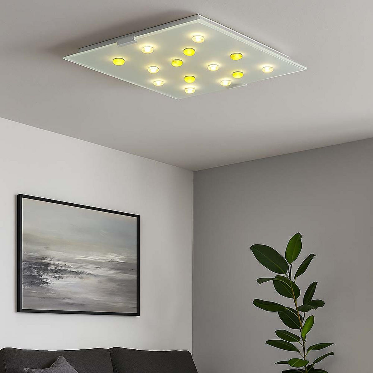 LED DECKENLEUCHTE SANTIAGO 1 Weiß satiniert - Weiß, Glas (29/29/7.5cm)