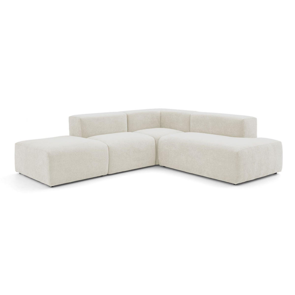 4-SITZER modulares Ecksofa HEAVEN SET 3 Rechts, Breite 270 cm Webstoff Weiß - Schwarz/Weiß, Holz/Kunststoff (270/245cm) - Muffo