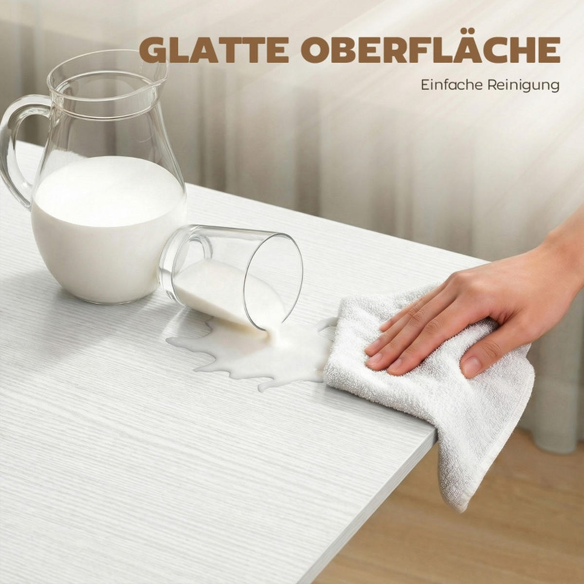ESSTISCH klappbar 120x80x73 cm, mobiler Tisch mit Rollen & Bremsen, Holzwerkstoff, max. Belastbarkeit 50 kg, weiß - Weiß, Holzwerkstoff (80/120/73cm) - Joyfair