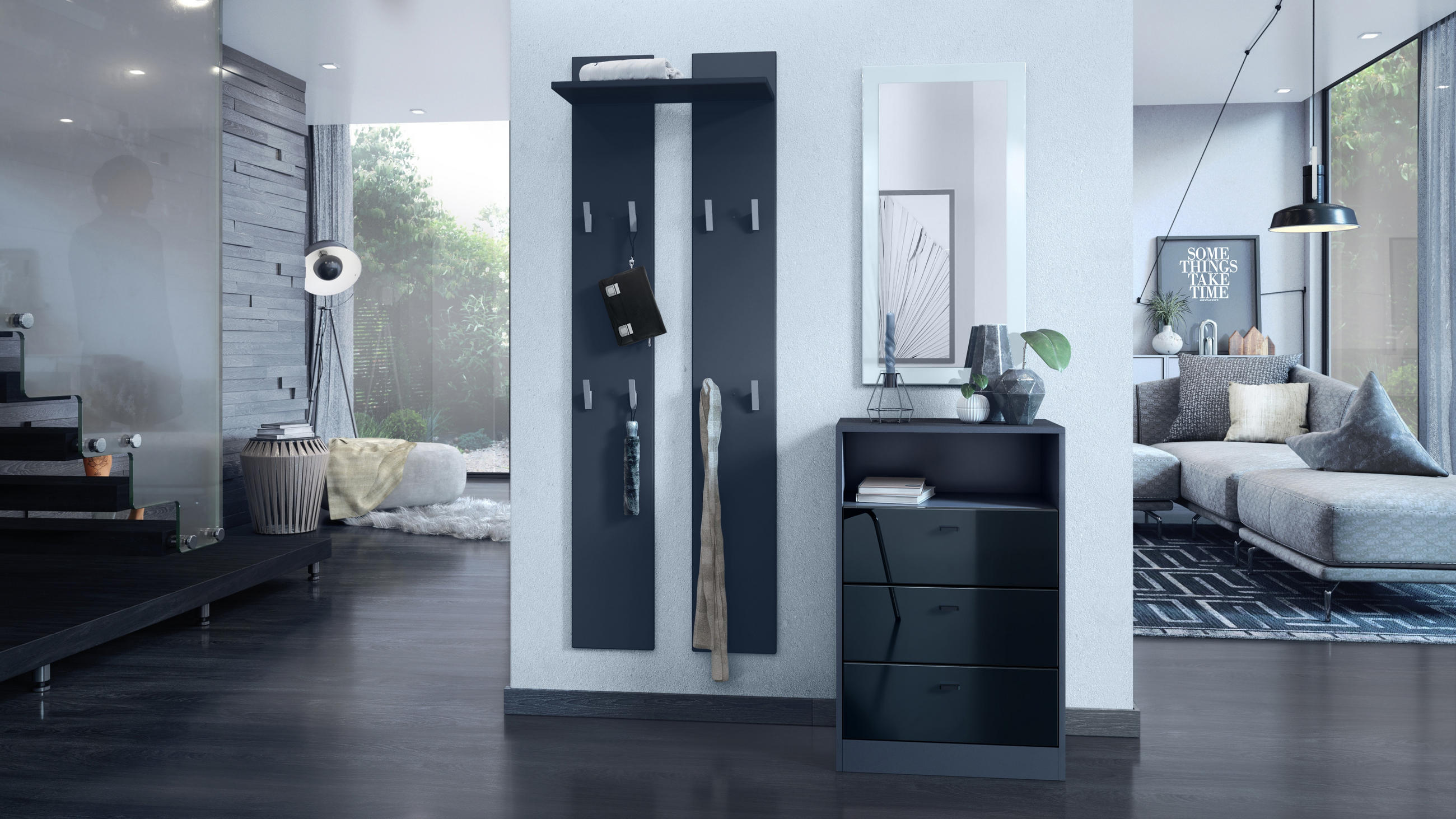 KOMMODE Pino Fronten in Schwarz Hochglanz - Schwarz Hochglanz, Holzwerkstoff (56/86.5/36cm) - Vladon