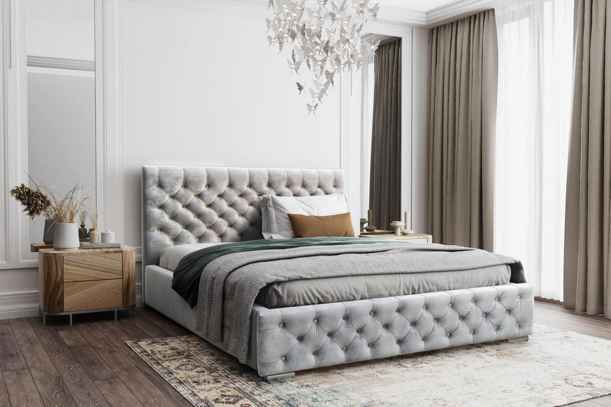 POLSTERBETT Doppelbett Volano Grau 140x200 cm - Grau, Textil (140/200cm) - Meblito