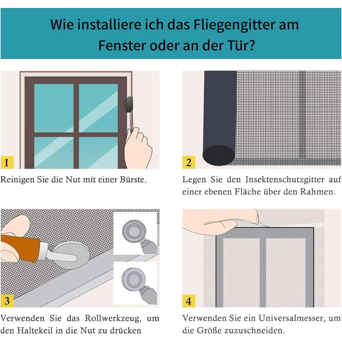 FLIEGENGITTER Edelstahl Schwarz 150 x 3000 cm - Schwarz, Metall (12.3/162.5/12.5cm)