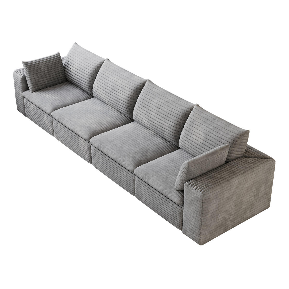 4-SITZER-SOFA aus Stoff 340 cm Grau mit abnehmbarer Polsterung und flexiblem Doppelschicht-Design - Grau, Textil (340/60/90cm) - Modfu