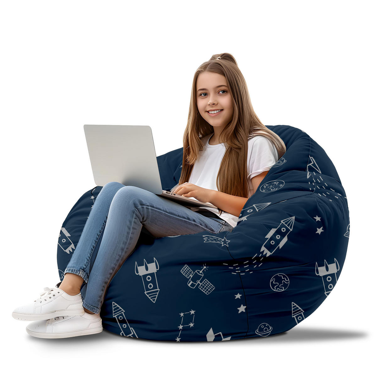 SITZSACK PARADISE für Kinder Space Adventure M - Dunkelblau, Textil (90/100/90cm) - Dreamroots