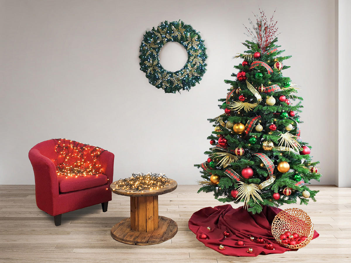 LAALU WEIHNACHTSBAUM künstlich DELUXE Bernard 180 cm, Tannenbaum Christbaum Kunstbaum Dekobaum mit Metallständer - Grün, Kunststoff (180cm) - LAALU