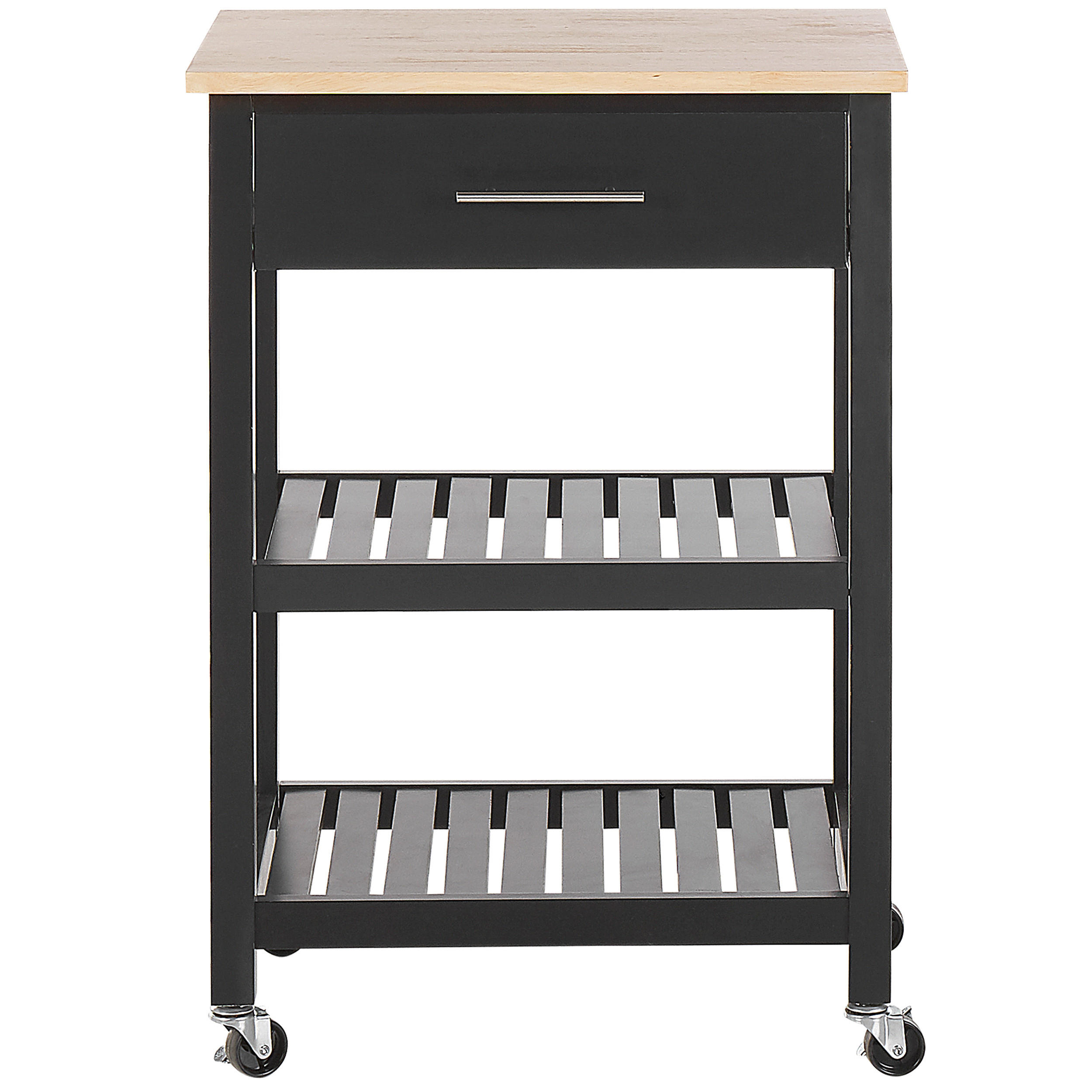 SERVIERWAGEN Schwarz Hiuma - Hellbraun/Schwarz, Holz (58/85/40cm) - Beliani