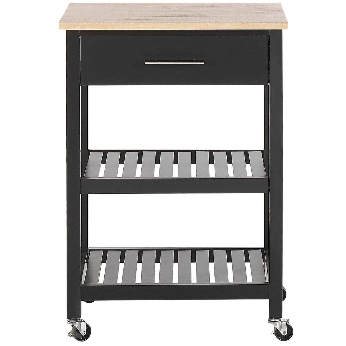 SERVIERWAGEN Schwarz Hiuma - Hellbraun/Schwarz, Holz (58/85/40cm) - Beliani