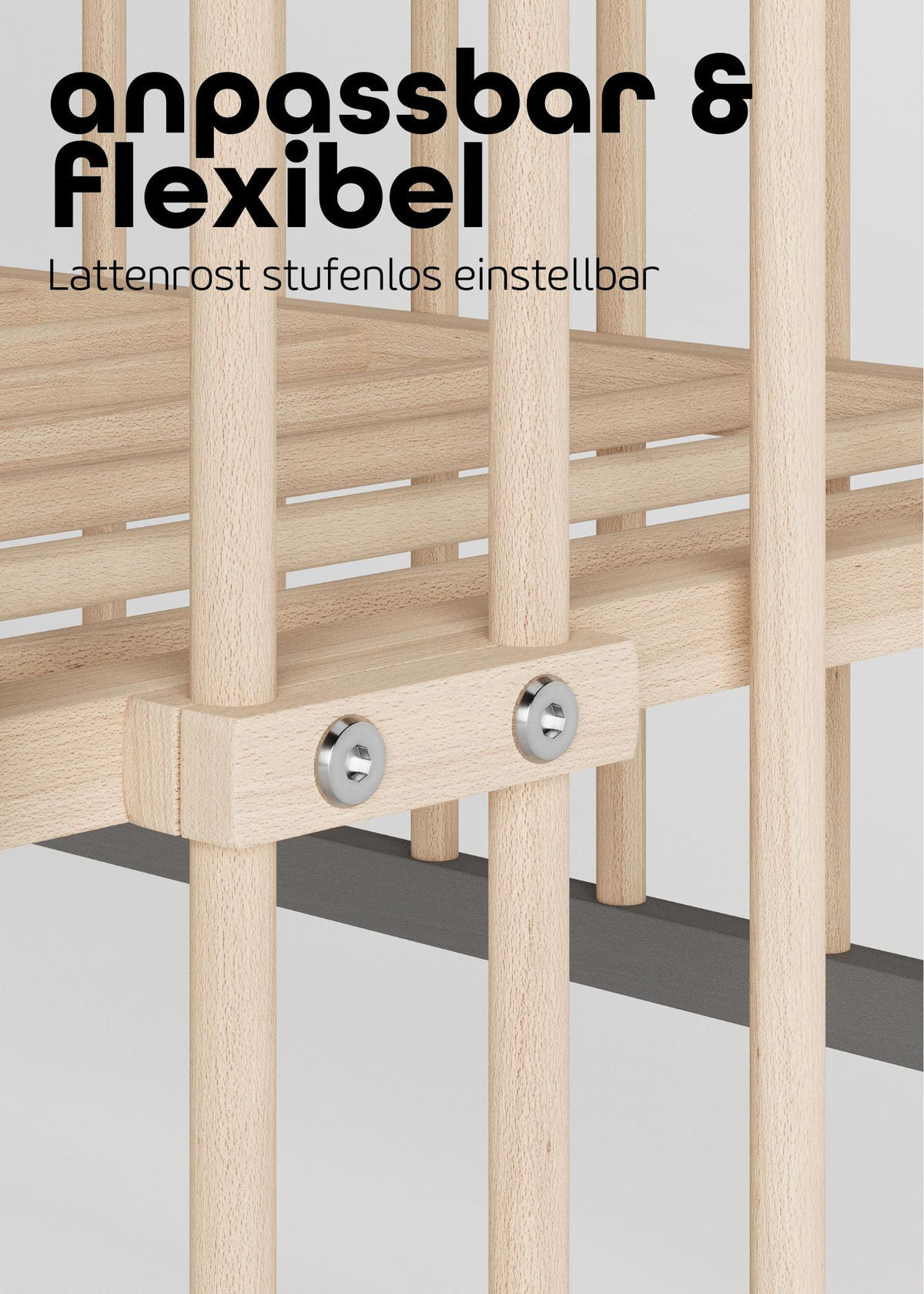 BEISTELLBETT mit Rollen & Umbauseite - grau/natur - Dreamy 4 in 1 Bett - Naturfarben/Grau, Holz (120/90/60cm) - Sämann – make a difference.