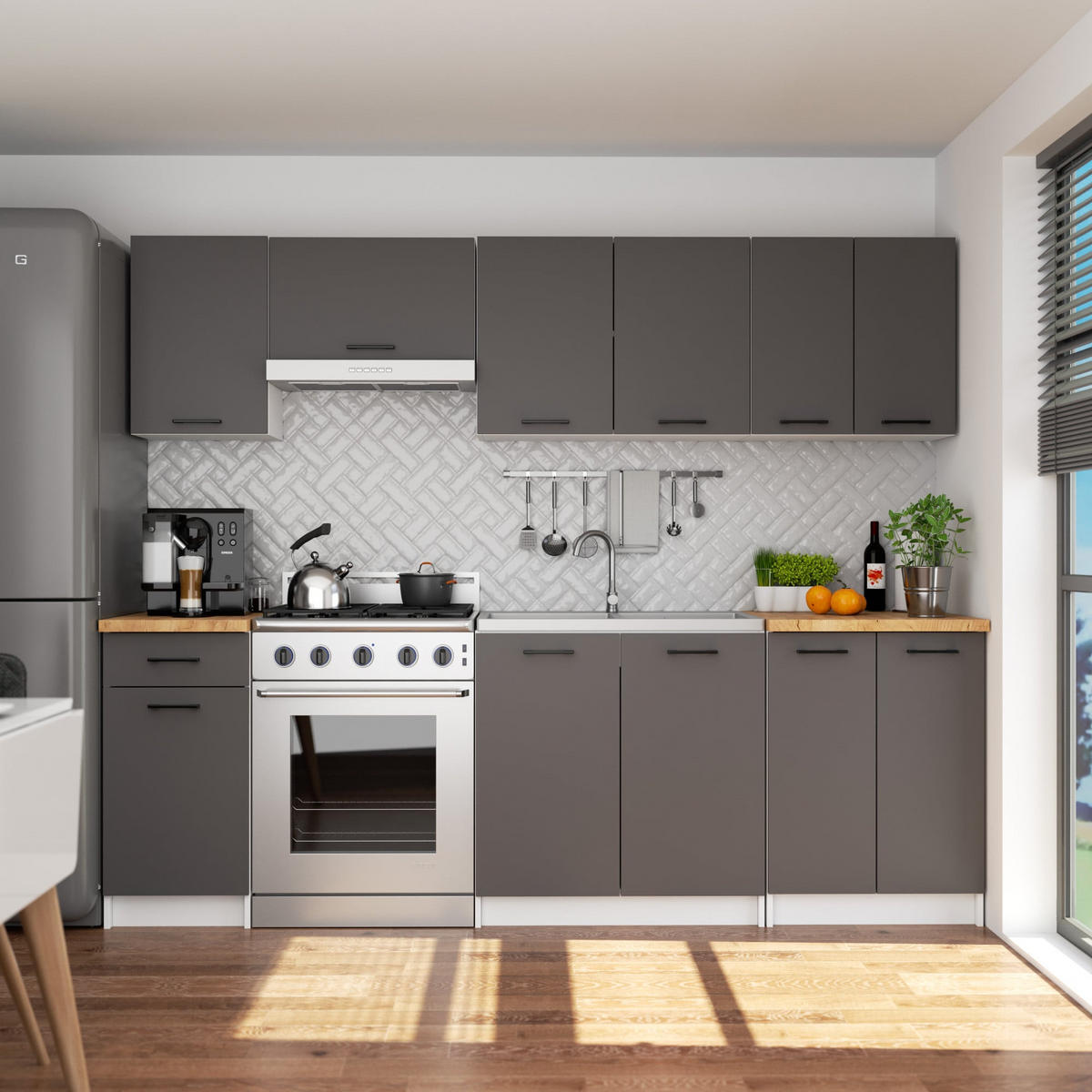 HÄNGESCHRANK Weiß, Graphit Grau 58/60/30 - Graphitfarben/Weiß, Holzwerkstoff (60/58/30cm) - RAUMHIRSCH FURNITURE