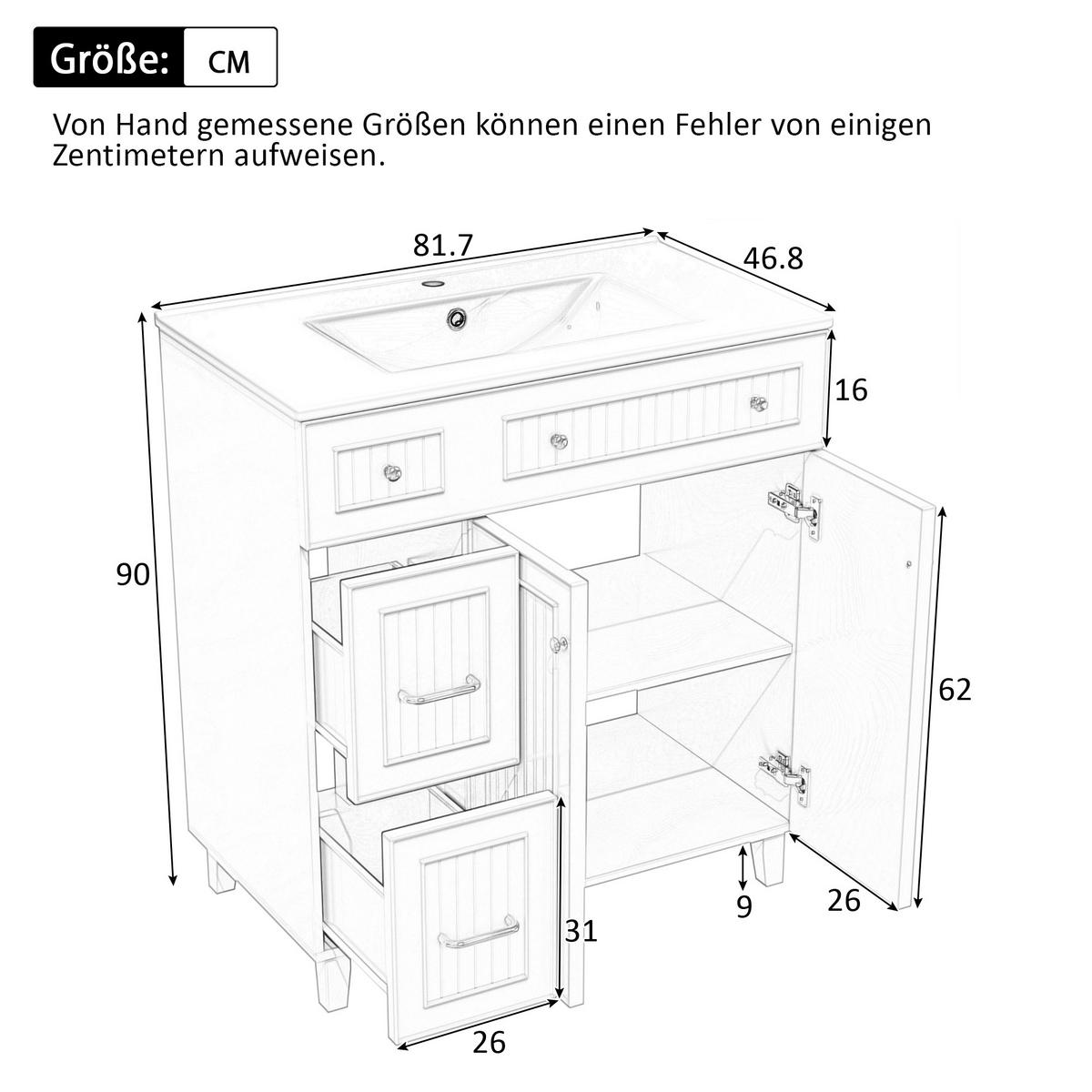 WASCHTISCH Grün 82/47/90 cm - Grün, Holz (81.7/90/46.8cm) - PANGIVO