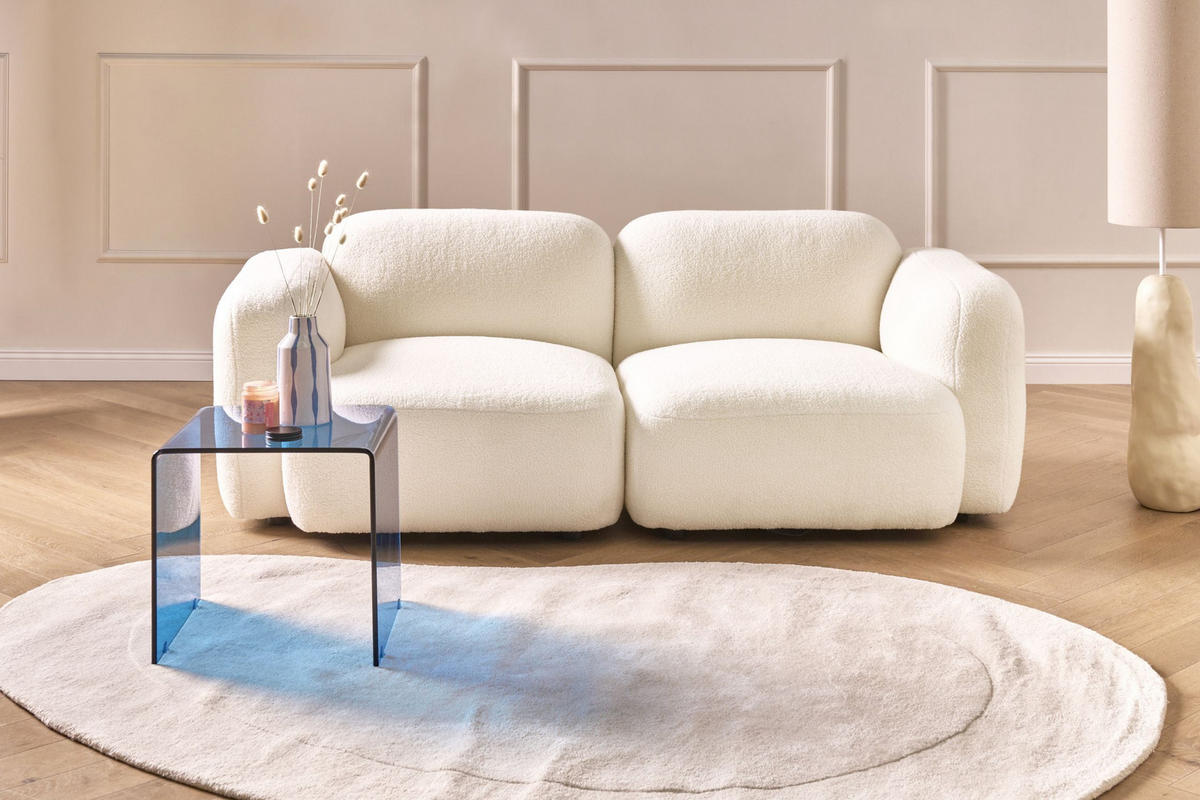 3-SITZER-SOFA Bouclé Cremeweiß Afoss - Creme, Textil (195/71/94cm) - Beliani