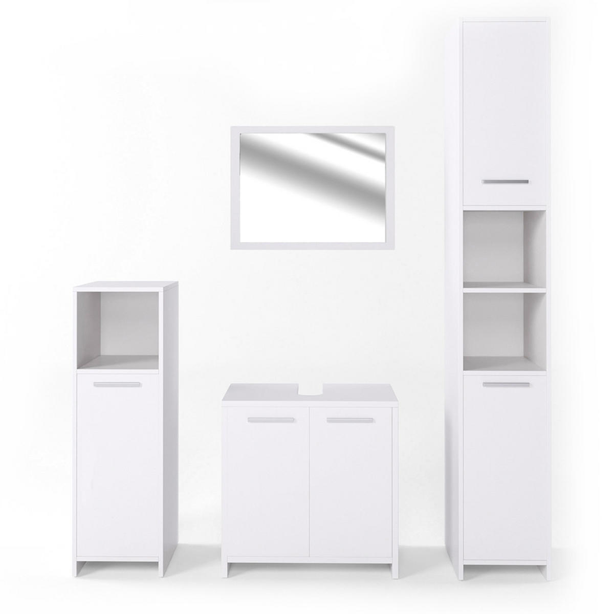 BADMÖBEL-SET Kiko Weiß 4 Teile - Weiß, Holzwerkstoff (58/60/33cm) - Vicco