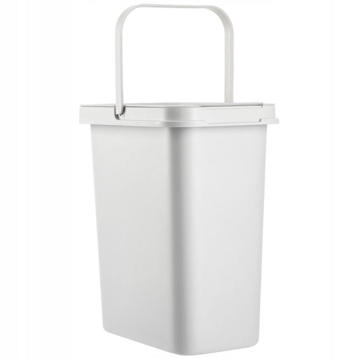 ABFALLBEHÄLTER mit Griff, 12L, Hellgrau - Hellgrau, Kunststoff (19/34cm) - KADAX