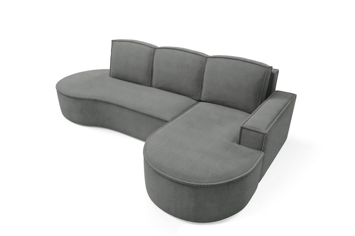 ECKSOFA Flow Graphit, mit Schlaffunktion und Kissen in Curio Stoff, rechte seite - Graphitfarben, Holzwerkstoff/Textil (277/157cm) - Bettso